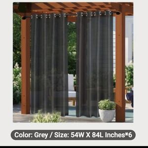 Bonzer Outdoor Sheer Dark Grey Curtain
